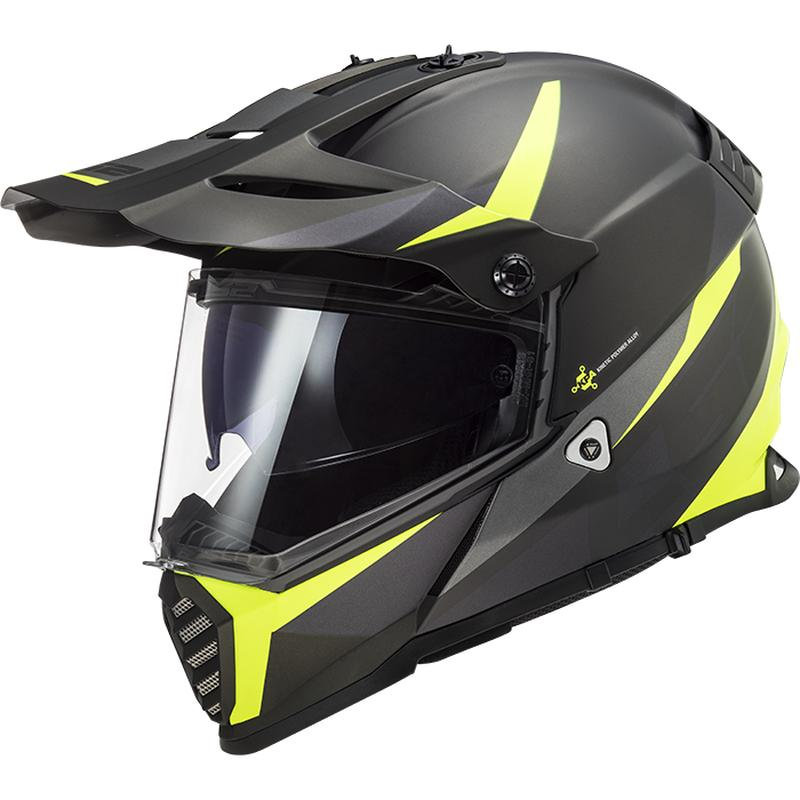 LS2 MX436 Pioneer Evo Router Helmet - Matte Black / Hi-Vis Yellow