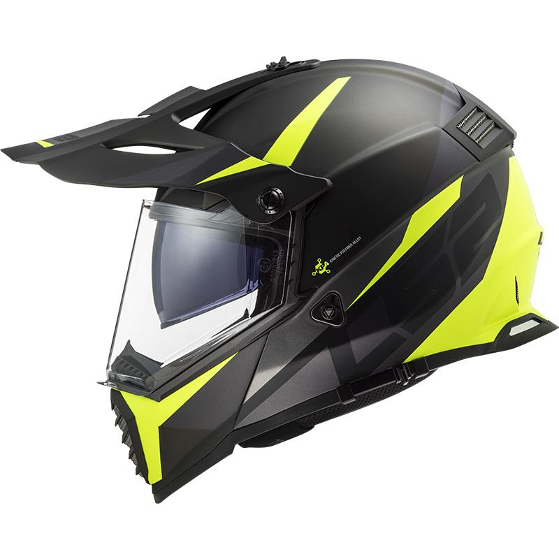 LS2 MX436 Pioneer Evo Router Helmet - Matte Black / Hi-Vis Yellow